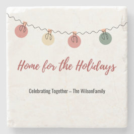 Christmas Coaster with Playful Holiday Icons Steinuntersetzer