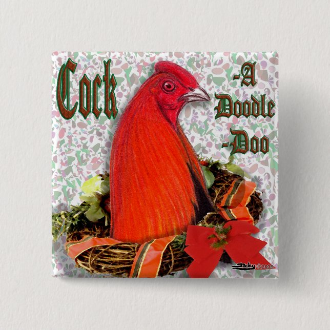 Christmas Cockadoodledoo Button (Vorderseite)