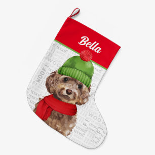 Christmas Cockapoo with Dog's Name Großer Weihnachtsstrumpf