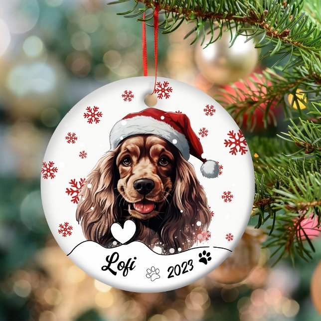 Christmas Cocker Spanel Dog Personalisiert Keramik Ornament (Von Creator hochgeladen)