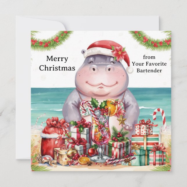 Christmas Cocktail Party Greeting Card  Feiertagskarte (Vorderseite)