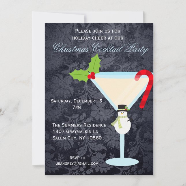 Christmas Cocktail Party Martini Einladung (Vorderseite)