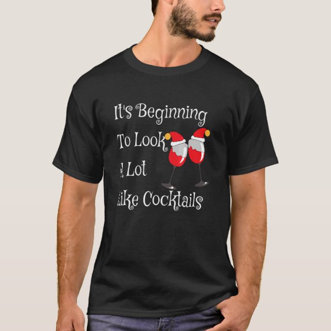 Christmas Cocktails Party Drinking Holiday Bartend T-Shirt (Vorderseite)