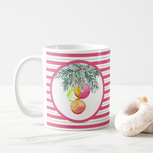 Christmas Coffee Mugs Cute Pink and Green Kaffeetasse (Mit Donut)