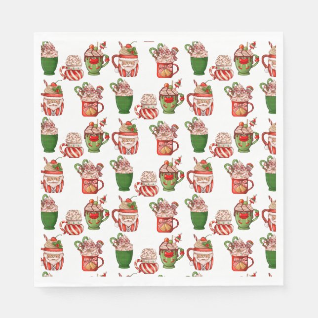 Christmas Coffee Paper Mugs Serviette (Vorderseite)
