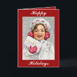 Christmas Collection Vintag Viktorianisch Girl Gre Feiertagskarte<br><div class="desc">Weihnachtskollektion Vintage Viktorianische Girl Grußkarte</div>