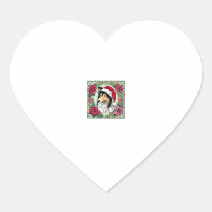 Christmas Collie Dog Illustration Weihnachten Coll Herz-Aufkleber