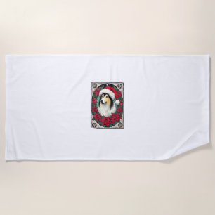 Christmas Collie Dog Illustration Weihnachten Coll Strandtuch