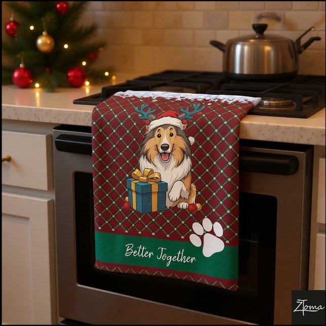 Christmas Collie Dog Reindeer Gift Graphic Geschirrtuch (Von Creator hochgeladen)