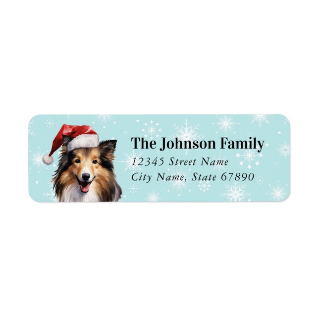 Christmas Collie Rücksendeadressen-Aufkleber (Vorne)