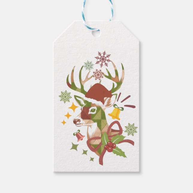 Christmas Colorful Deer Design Geschenkanhänger (Vorderseite)