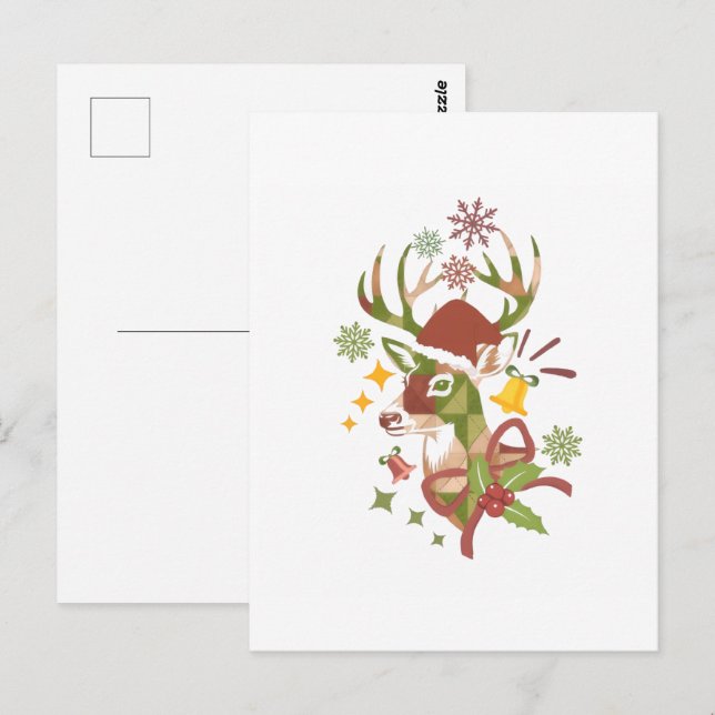 Christmas Colorful Deer Design Postkarte (Vorne/Hinten)