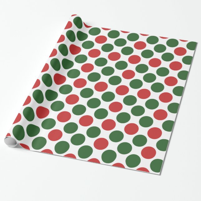 Christmas Colors Polka Dot Geschenkpapier (Ungerollt)