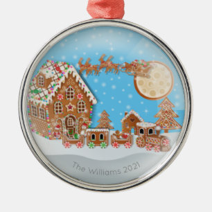 Christmas concept with gingerbread landscape ornament aus metall