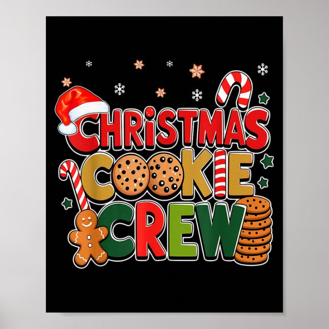 Christmas Cookie Crew Eating Gingerbread Family Te Poster (Vorne)