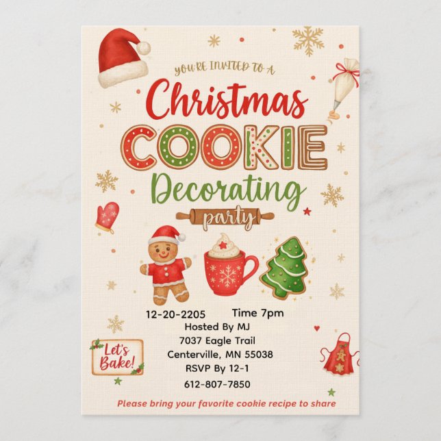 Christmas Cookie Decorating Party Invitation | Kid Einladung (Vorderseite)