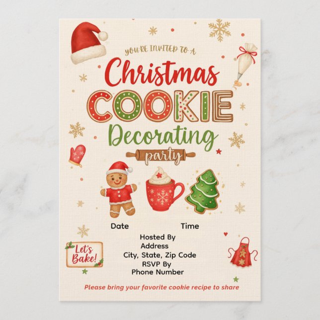 Christmas Cookie Decorating Party Invitation | Kid Einladung (Vorderseite)