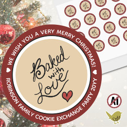 Christmas Cookie Exchange Baked with Love Editable Runder Aufkleber