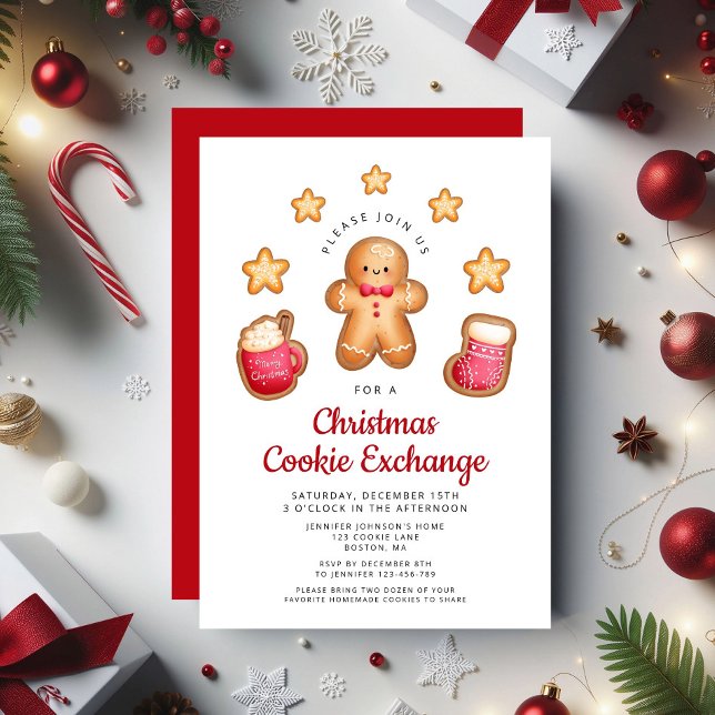 Christmas Cookie Exchange Niedlich Gingerbread Man Einladung (Christmas Cookie Exchange Cute Gingerbread Man Invitation)