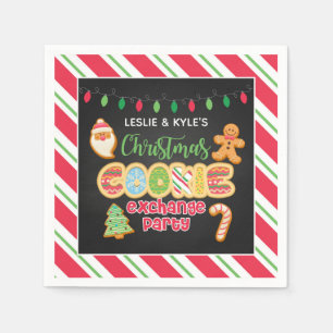 Christmas Cookie Exchange Party Napkin - Black Bkd Serviette