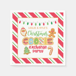 Christmas Cookie Exchange Party Napkin - White Bkd Serviette