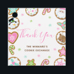 Christmas Cookie Exchange Party Pink Danke Geschenkanhänger<br><div class="desc">Dieses niedliche und lustige Gunst-Tag beinhaltet vereiste Kekse mit bezaubernden Charakteren wie einem Schneemann, Rentier und dem Weihnachtsmann. Heilig, Zuckerrohr und Schneeflocken sorgen für eine festliche Touch. Der Text kombiniert handgeschriebene Skripte mit serifenlosen Schriftart für ein stilvolles und modernes Design. Das ist ideal für ein Party, ein Party mit Keksdekoration,...</div>