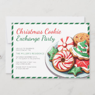Christmas Cookie Exchange Party Whimsical Green Einladung