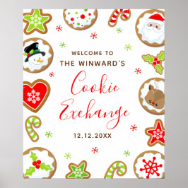 Christmas Cookie Exchange Red Green Welcome Sign Poster