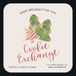 Christmas Cookie Exchange Trendy Watercolor Quadratischer Aufkleber<br><div class="desc">Ein trendiges und modernes Label für die Anbringung von Cookies für Ihren Urlaub. Der Aufkleber und Aquarell-Grafik von gebackenen Weihnachtskeksen mit eigenem Text für den Cookie-Typ und Ihren Namen.</div>