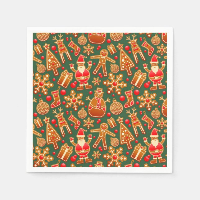 Christmas Cookie Fun Holiday Items on Green Serviette (Vorderseite)