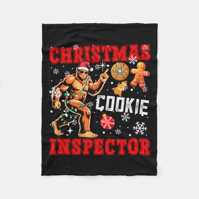 Christmas Cookie Inspector Xmas Santa Bigfoot Funn Fleecedecke (Vorderseite)
