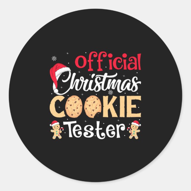 Christmas Cookie Tester Funny Baking Crew Xmas Pre Runder Aufkleber (Vorderseite)
