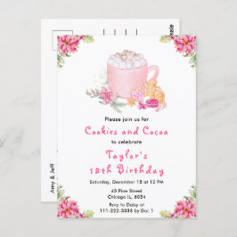 Christmas Cookies and Cocoa Birthday Party Pink Postkarte