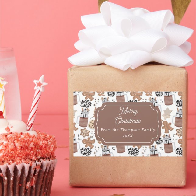 Christmas Cookies and Hot Cocoa Holiday Baking Rechteckiger Aufkleber (Party)