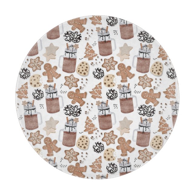 Christmas Cookies and Hot Cocoa Holiday Baking Schneidebrett (Vorderseite)