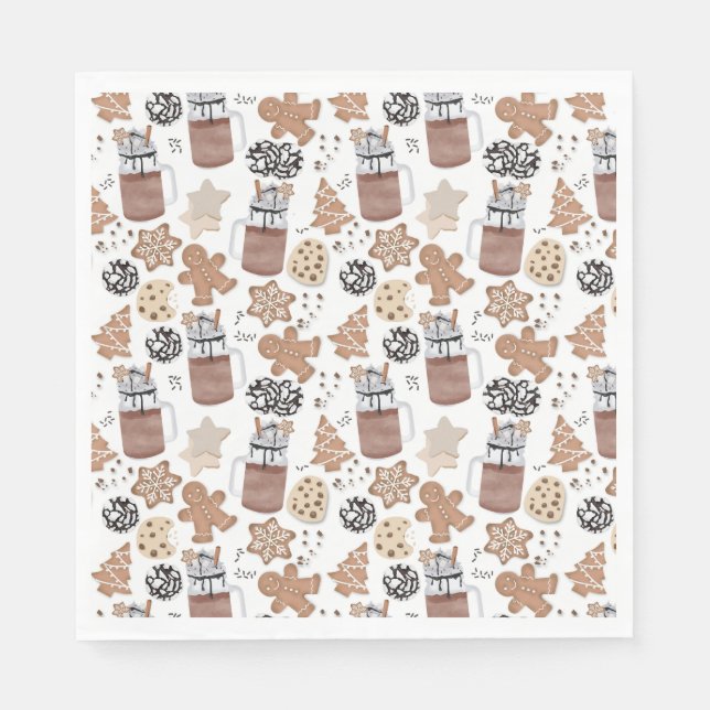 Christmas Cookies and Hot Cocoa Holiday Baking Serviette (Vorderseite)