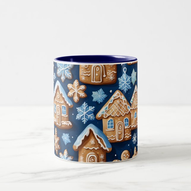 Christmas cookies ginger breadman Winter holiday  Zweifarbige Tasse (Mittel)