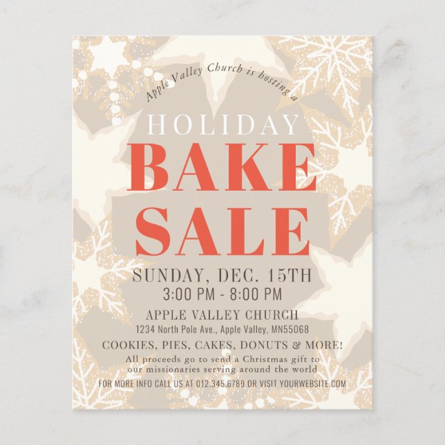 Christmas Cookies Holiday Bake Sale Beige Flyer (Vorne)