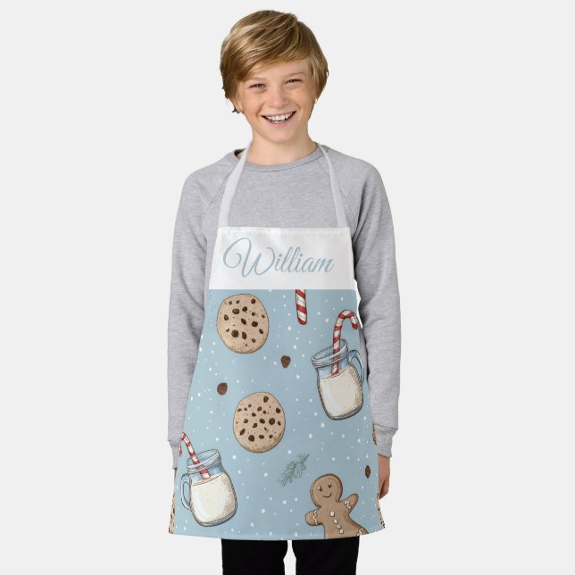 Christmas Cookies & Milk Kids Apron | Custom Name Schürze (Getragen)