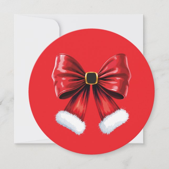 Christmas Coquette Bow Feiertagskarte (Vorderseite)