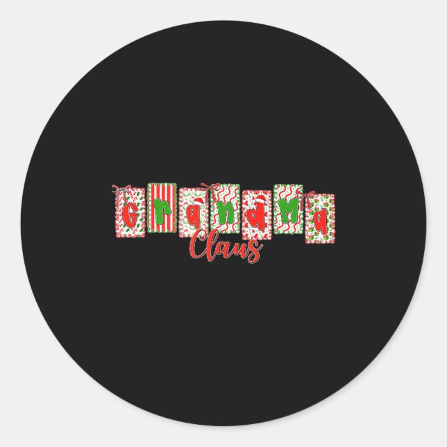 Christmas Coquette Bow Grandma Claus Xmas Family M Runder Aufkleber (Vorderseite)