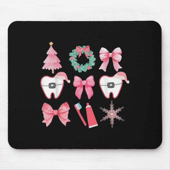 Christmas Coquette Bow Orthodontic Dental Dental C Mousepad (Vorne)