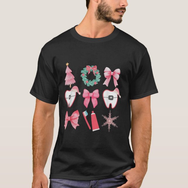 Christmas Coquette Bow Orthodontic Dental Dental C T-Shirt (Vorderseite)
