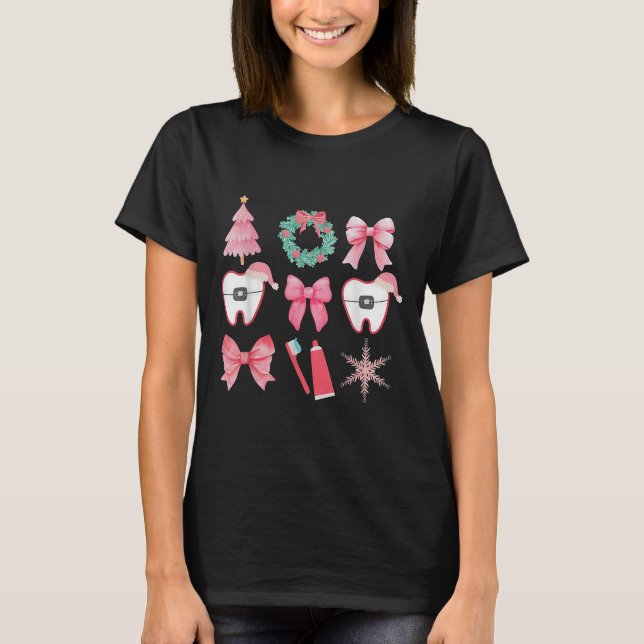 Christmas Coquette Bow Orthodontic Dental Dental C T-Shirt (Vorderseite)