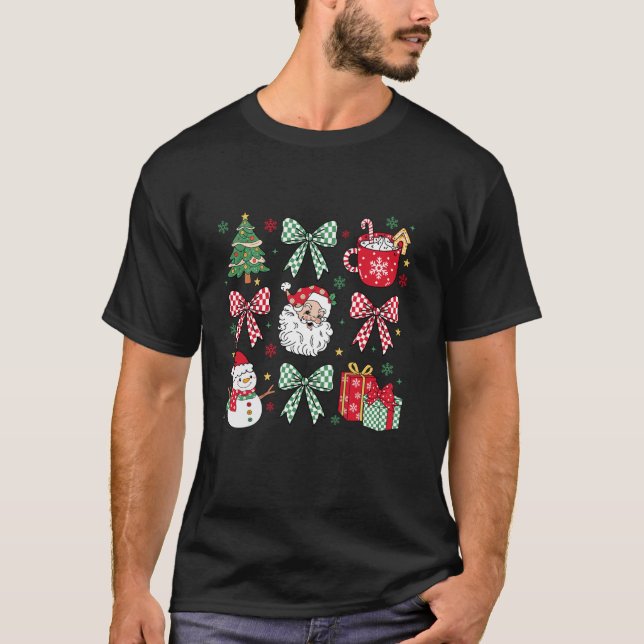 Christmas Coquette Bow Santa Merry Weihnachtsvibes T-Shirt (Vorderseite)