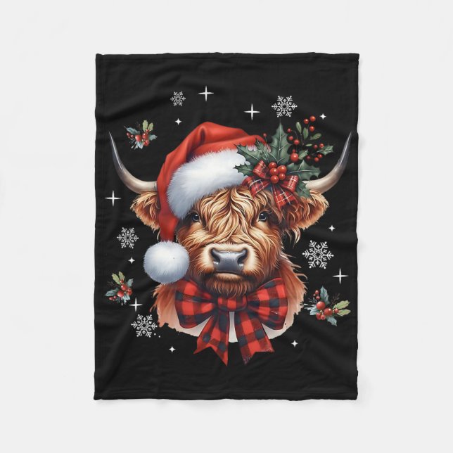 Christmas Coquette Cow Cute Moo Cow Xmas Holiday  Fleecedecke (Vorderseite)