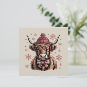 Christmas Coquette Highland Cow Western Bauer Feiertagskarte