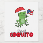 Christmas Coquito Frog Weinetikett<br><div class="desc">Feliz Navidad!! Feiern Sie mit diesem bezaubernden kleinen Coquí-Frosch auf Ihren Coquito-Flaschen.</div>