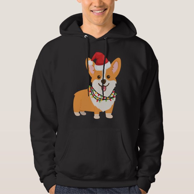 Christmas Corgi Dog mit Weihnachtsmannmütze und We Hoodie (Vorderseite)