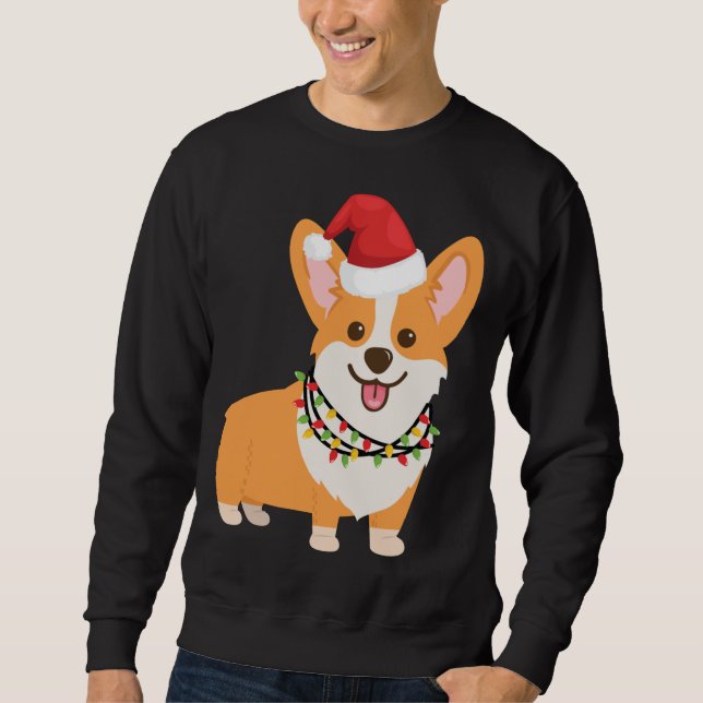 Christmas Corgi Dog mit Weihnachtsmannmütze und We Sweatshirt (Vorderseite)